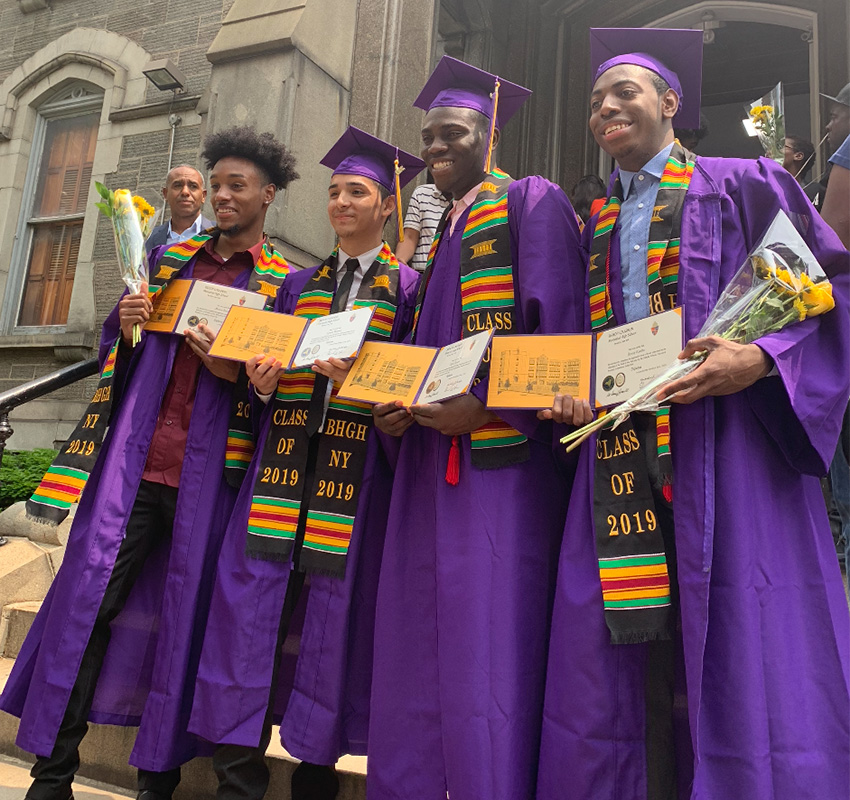 Josiah with fellow graduates of the BHGH of NY affiliate proudly posing with their diplomas Josiah with fellow graduates of the BHGH of NY affiliate proudly posing with their diplomas