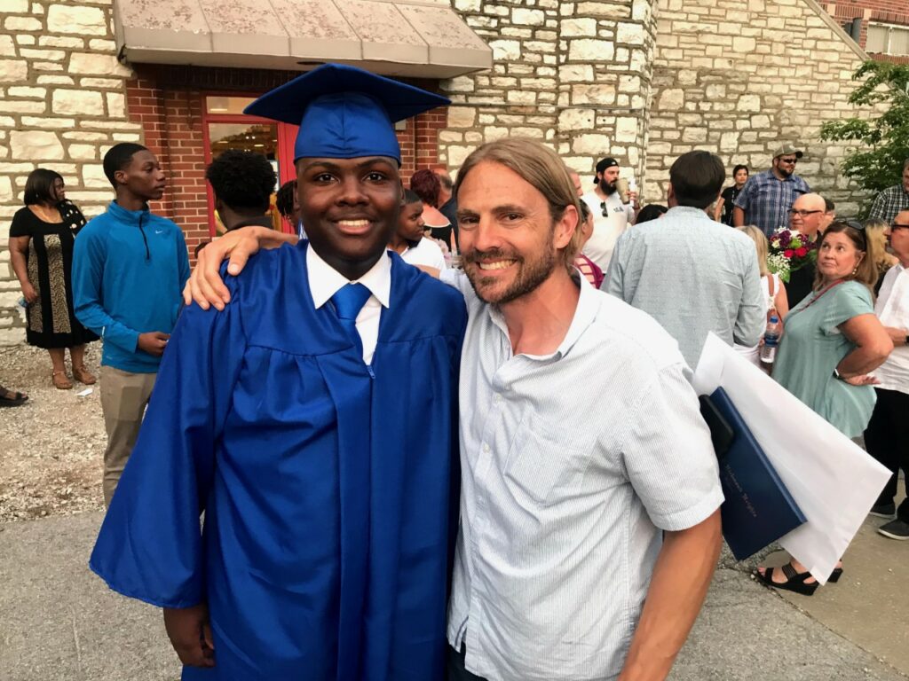 Ryan with Jamel, a St. Louis collegian. Ryan with Jamel, a St. Louis collegian.