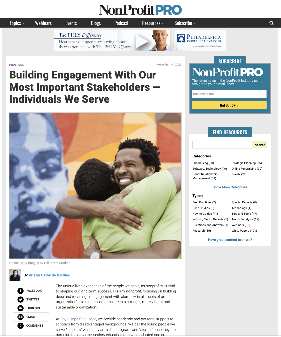 NonProfit Article written by President and CEO, Kristin Ostby de Barillas