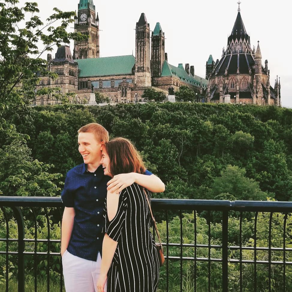 James and his girlfriend Madison on Parliament Hill in Canada during an internship James had there.