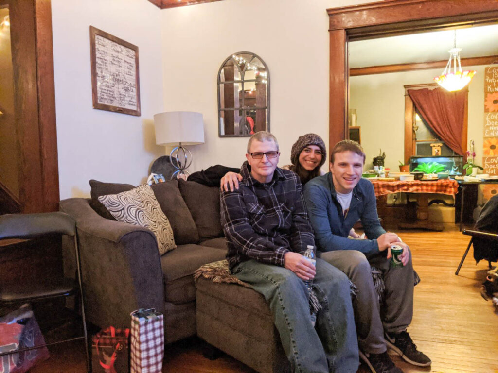 James with his father and cousin gathered together for the holidays. James with his father and cousin gathered together for the holidays.