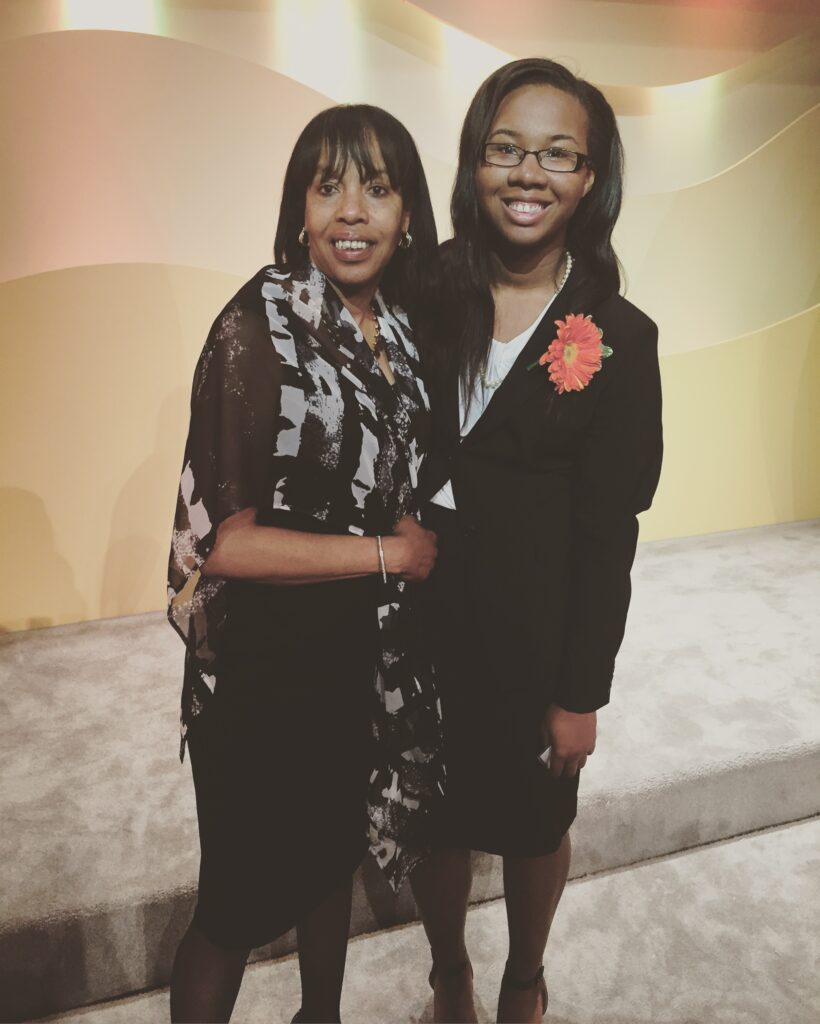 Tianna and her late grandmother at a scholarship banquet where she was acknowledged for receiving a scholarship through the YWCA Tianna and her late grandmother at a scholarship banquet where she was acknowledged for receiving a scholarship through the YWCA